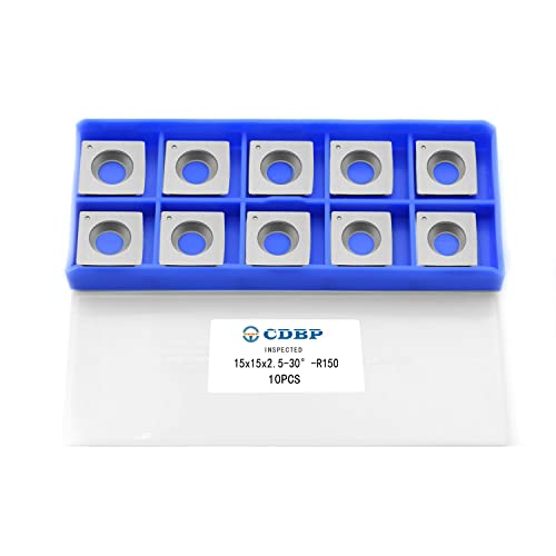 CDBP HM Vorschneid-Wendeplatten 15x15x2,5mm mit R150 Radius Schneidekante für Schaftfräser-Fräswerkzeuge und Hobelköpfe oder Hobelwellen, 10 Stück von CDBP