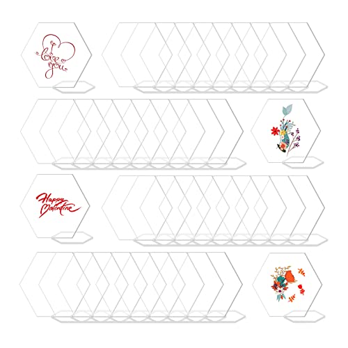 40 transparente Acryl-Platzkarten, durchsichtig, sechseckig, Tischständer, Sitzkarten, blanko, Plexiglas-Zahlenschild-Halter für Hochzeit, Blanko-Platte, Sitztafel, Dinnerpartys, Gastname (10 cm) von CDIYTOOL