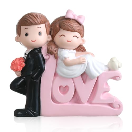 Brautpaar Figuren Torte,Tortenfigur Hochzeitstorte,Süße Cartoon-Paare Action-Figur,Brautpaar Figuren Torte Hochzeitsdekoration,Tortendekoration Hochzeitspaar für Hochzeit,Büro,Party von CDLIZW