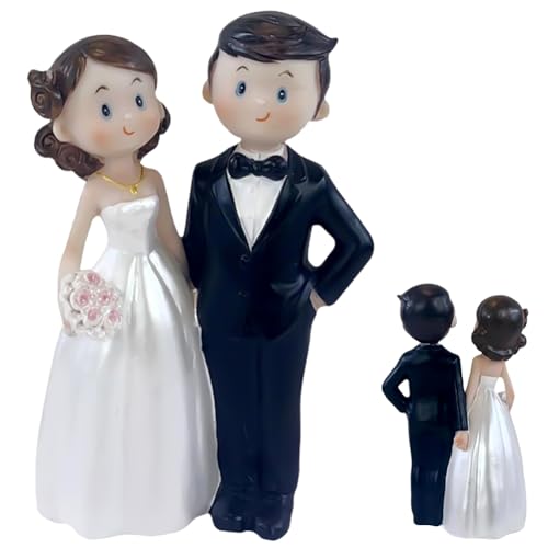 Wedding Cake Figure,Wedding Couple Cake Topper,Bride Groom Figures Cake Decorations,Romantic Love Cake with Bridal Bouquet for Birthday, Wedding, Valentine's Day,Car Decoration von CDLIZW