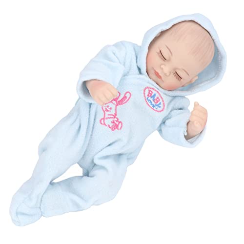 CDQL 10-Zoll-Reborn-Babypuppe, Waschbares Silikon-Puppen- und Kleidungsset für Jungen und Mädchen, Realistisches Puppen-Geschenkset mit Geschlossenen Augen (10 Zoll großer Blauer von CDQL