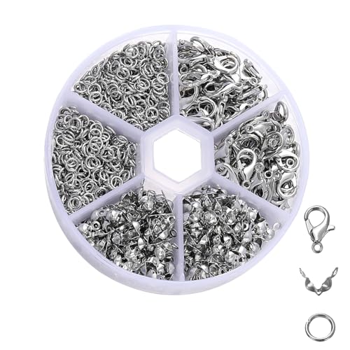 570 Pcs Armband Verschlüsse Set,Perlen Verschlüsse,Verschlüsse für Armbänder,Kettenverschluss,Biegeringe Karabinerverschluss und Crimpenden,Schmuckverschlüsse,für DIY Schmuck Basteln-Silber 570 Pcs Armband Verschlüsse Set,Perlen Verschlüsse,Verschlüsse für Armbänder,Kettenverschluss,Biegeringe Karabinerverschluss und Crimpenden,Schmuckverschlüsse,für DIY Schmuck Basteln-Silber von CDRPD