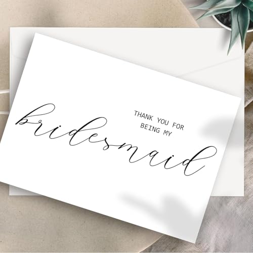 CDXHOME Dankeskarte mit Aufschrift "Thank You for Being My Bridesmaid", innen blanko, für Hochzeitszeremonie, hochwertiger recycelter Leinen-Karton, mit passendem Umschlag, 15 x 9,9 cm, 14 Stück CDXHOME Dankeskarte mit Aufschrift "Thank You for Being My Bridesmaid", innen blanko, für Hochzeitszeremonie, hochwertiger recycelter Leinen-Karton, mit passendem Umschlag, 15 x 9,9 cm, 14 Stück von CDXHOME