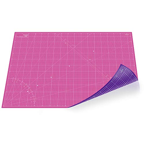 CE² - SCHNEIDEMATTEN Schneidematte, Schneidunterlage A1 (60x90cm), selbstheilend beidseitig mit Raster (Pink/Lila) von CE² - SCHNEIDEMATTEN