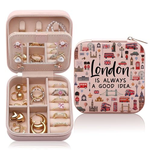 CEASQVAA London-Reise-Geschenk-Schmuckschatulle für Frauen, London-Liebhaber, Souvenirs, London-Stadt-Themen-Geschenke für Reisende, Frauen, Freunde, London-Reise, kleines Reise-Schmuckkästchen von CEASQVAA