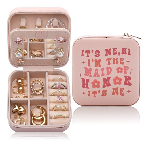 CEASQVAA Trauzeugin Geschenk von Braut, Brautjungfern, Junggesellinnenabschied, Hochzeitsgeschenk für Brautjungfer, Reise-Schmuckschatulle CEASQVAA Trauzeugin Geschenk von Braut, Brautjungfern, Junggesellinnenabschied, Hochzeitsgeschenk für Brautjungfer, Reise-Schmuckschatulle von CEASQVAA
