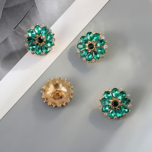 CECELORIA Strass-Knöpfe, Kristall-Applikation, Verzierungen in Kleidung, Schmuck, Dekoration für Handwerk, Hochzeit, Party, Blumenstrauß, Nähen, Grün, 4 Stück von CECELORIA