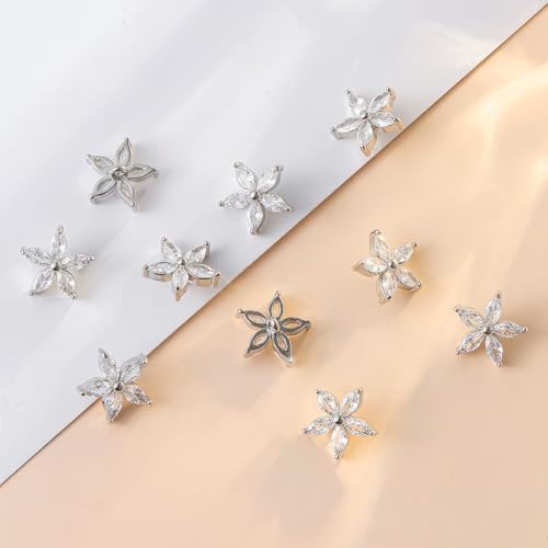 CECELORIA Strass-Knöpfe, Kristall-Applikation, Verzierungen in Kleidung, Schmuck, Dekoration für Handwerk, Hochzeit, Party, Blumenstrauß, zum Aufnähen auf Kleidung, Blüte, 10 Stück von CECELORIA