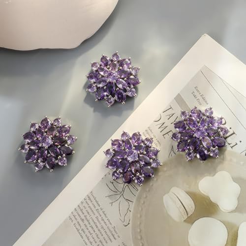 CECELORIA Strass-Knöpfe, Kristall-Applikation, Verzierungen in Kleidung, Schmuck, Dekoration für Handwerk, Hochzeit, Party, Blumenstrauß, zum Aufnähen auf Kleidung, Violett, 4 Stück von CECELORIA