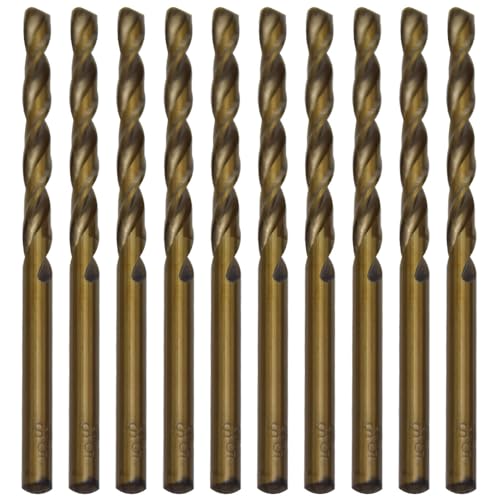 CEEYSEE 10 Stücke 4.5mm HSS Cobalt Bohrer Set M35 Metallbohrer Spiralbohrer Cobalt Drill Bit zum Bohren in Edelstahl, Metall, Gusseisen und harten Kunststoffen (4.5mm) von CEEYSEE