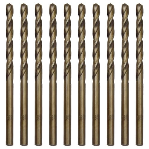 CEEYSEE 10 Stücke 4mm HSS Cobalt Bohrer Set M35 Metallbohrer Spiralbohrer Cobalt Drill Bit zum Bohren in Edelstahl, Metall, Gusseisen und harten Kunststoffen (4mm) von CEEYSEE