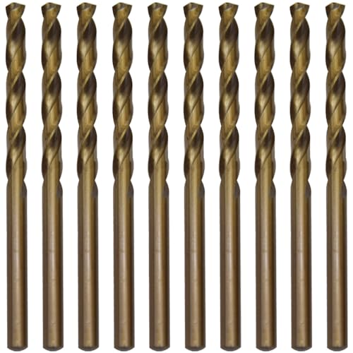 CEEYSEE 10 Stücke 5mm HSS Cobalt Bohrer Set M35 Metallbohrer Spiralbohrer Cobalt Drill Bit zum Bohren in Edelstahl, Metall, Gusseisen und harten Kunststoffen (5mm) von CEEYSEE