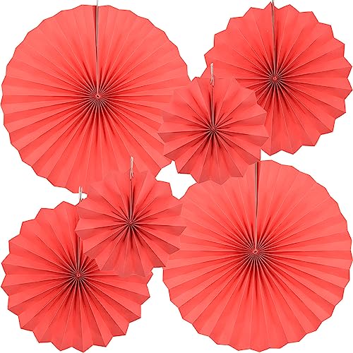 CEEYSEE 6 Stück Papier Fächer Dekoration 20/30/40cm Papierfächer Hängende Rot Papier Fächer Papier Girlande Dekoration für Party Feier Hochzeit Babyshower Geburtstag Deko (Rot/ZHOS) von CEEYSEE