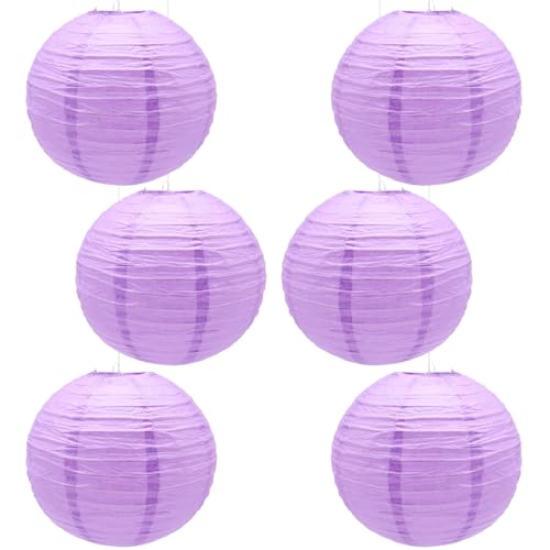 CEEYSEE 6 Stück Papierlaterne Hellviolett 30 cm Hängende Runde Papierlaternen Faltbar Papier Lampions für Brautpartys Geburtstag Feiern Garten Deko(DL/QZS) von CEEYSEE