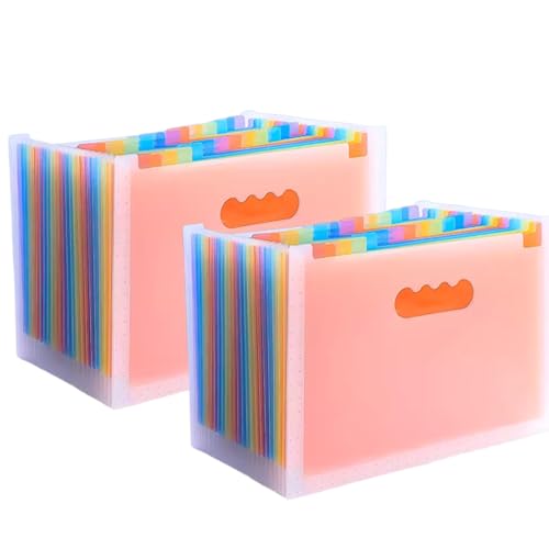 Akkordeon-Aktenordner, 2 Stück A4 Desktop-Fächerordner-Organizer, 25 Taschen Erweiterbarer Aktenhalter Tragbare Schreibtisch-Aufbewahrungsordnerbox/a(A) von CEHJZQRPL