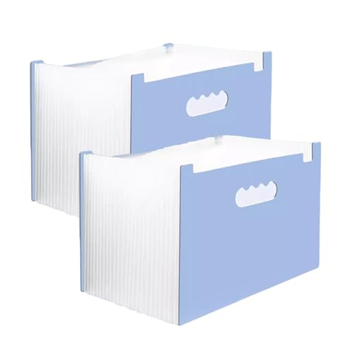 Akkordeon-Aktenordner, 2 Stück A4 Desktop-Fächerordner-Organizer, 25 Taschen Erweiterbarer Aktenhalter Tragbare Schreibtisch-Aufbewahrungsordnerbox/a(Blue) von CEHJZQRPL