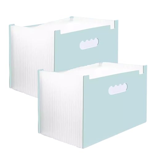 Akkordeon-Aktenordner, 2 Stück A4 Desktop-Fächerordner-Organizer, 25 Taschen Erweiterbarer Aktenhalter Tragbare Schreibtisch-Aufbewahrungsordnerbox/a(Green) von CEHJZQRPL