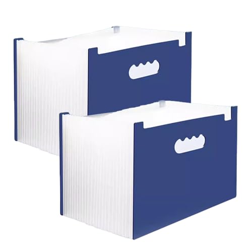 Akkordeon-Aktenordner, 2 Stück A4 Desktop-Fächerordner-Organizer, 25 Taschen Erweiterbarer Aktenhalter Tragbare Schreibtisch-Aufbewahrungsordnerbox/a(K Blue) von CEHJZQRPL