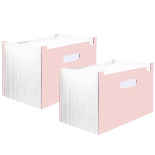 Akkordeon-Aktenordner, 2 Stück A4 Desktop-Fächerordner-Organizer, 25 Taschen Erweiterbarer Aktenhalter Tragbare Schreibtisch-Aufbewahrungsordnerbox/a(Pink) von CEHJZQRPL