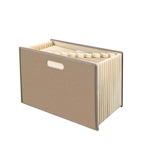Akkordeon-Aktenordner, A4 13 Taschen, Datei-Organizer, Akkordeon-Ordner for Büro, Zuhause, Schule/Blau(Brown) von CEHJZQRPL