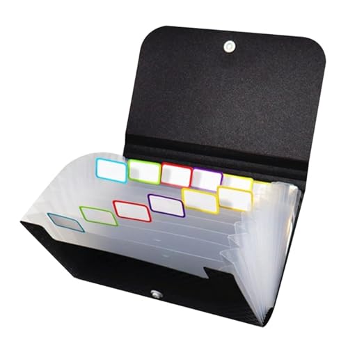 Akkordeon-Aktenordner, A6-Akkordeon-Ordner, erweiterbarer Quittungsordner, mehrlagiger Aktenkoffer, Knopfverschluss mit Indexaufklebern(White 13 Layer) von CEHJZQRPL