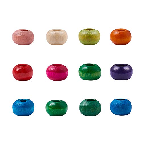 CEHJZQRPL 120 Stück bemalte Naturholzperlen, oval, rechteckig, Stern, flach, rund, herzförmig, quadratisch, hölzerne Abstandshalter, lose Perlen(Rondelle 4mm) von CEHJZQRPL