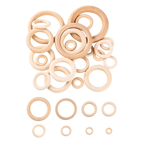 CEHJZQRPL 120 Stück natürliche ovale runde Holzperlen mit großem Loch, unbehandelte lose Holz-Abstandshalterperlen, Loch: 9–10 mm(8 Sizes 24~86x6~15mm) von CEHJZQRPL