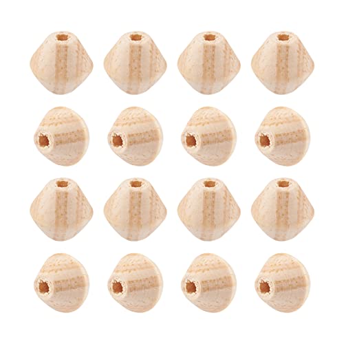 CEHJZQRPL 120 Stück natürliche ovale runde Holzperlen mit großem Loch, unbehandelte lose Holz-Abstandshalterperlen, Loch: 9–10 mm(Bicone 16x15mm Moccasin) von CEHJZQRPL