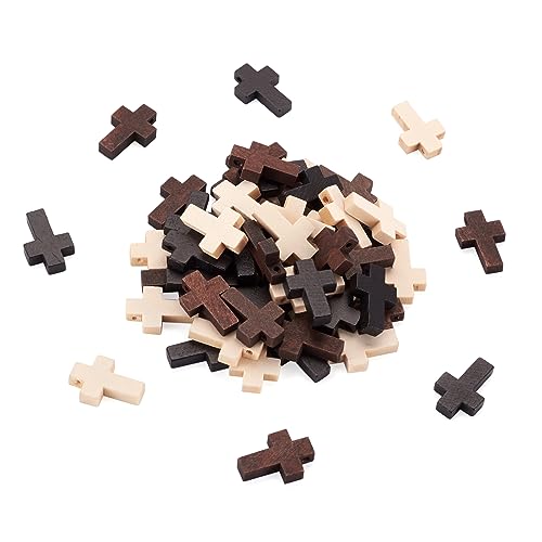 CEHJZQRPL 120 Stück natürliche ovale runde Holzperlen mit großem Loch, unbehandelte lose Holz-Abstandshalterperlen, Loch: 9–10 mm(Cross 22x15x4.2mm) von CEHJZQRPL