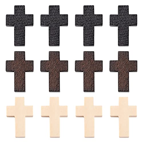 CEHJZQRPL 120 Stück natürliche ovale runde Holzperlen mit großem Loch, unbehandelte lose Holz-Abstandshalterperlen, Loch: 9–10 mm(Cross 3 Colors) von CEHJZQRPL