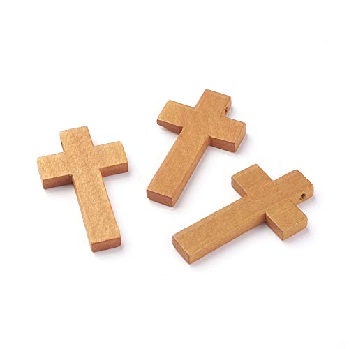 CEHJZQRPL 120 Stück natürliche ovale runde Holzperlen mit großem Loch, unbehandelte lose Holz-Abstandshalterperlen, Loch: 9–10 mm(Cross 42x24.5x4mm) von CEHJZQRPL