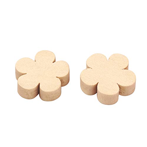 CEHJZQRPL 120 Stück natürliche ovale runde Holzperlen mit großem Loch, unbehandelte lose Holz-Abstandshalterperlen, Loch: 9–10 mm(Flower 19.5x20.5mm) von CEHJZQRPL