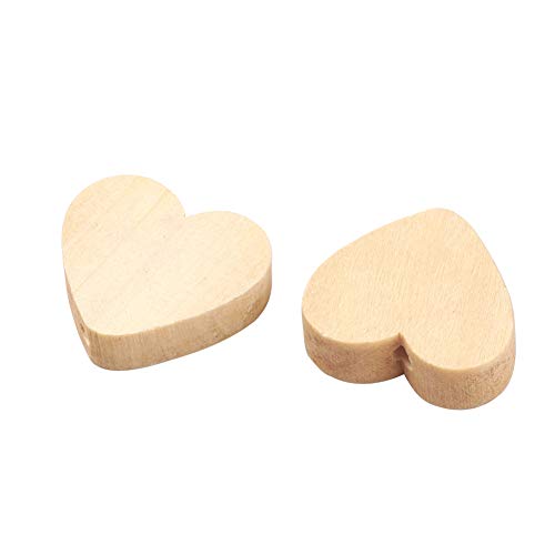 CEHJZQRPL 120 Stück natürliche ovale runde Holzperlen mit großem Loch, unbehandelte lose Holz-Abstandshalterperlen, Loch: 9–10 mm(Heart 19x20mm) von CEHJZQRPL