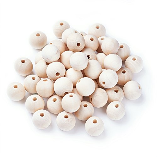 CEHJZQRPL 120 Stück natürliche ovale runde Holzperlen mit großem Loch, unbehandelte lose Holz-Abstandshalterperlen, Loch: 9–10 mm(Round 10mm 50pcs) von CEHJZQRPL