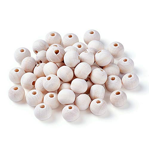 CEHJZQRPL 120 Stück natürliche ovale runde Holzperlen mit großem Loch, unbehandelte lose Holz-Abstandshalterperlen, Loch: 9–10 mm(Round 20mm) von CEHJZQRPL