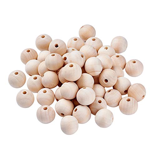 CEHJZQRPL 120 Stück natürliche ovale runde Holzperlen mit großem Loch, unbehandelte lose Holz-Abstandshalterperlen, Loch: 9–10 mm(Round 20x18mm) von CEHJZQRPL