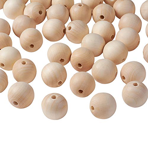 CEHJZQRPL 120 Stück natürliche ovale runde Holzperlen mit großem Loch, unbehandelte lose Holz-Abstandshalterperlen, Loch: 9–10 mm(Round 30mm) von CEHJZQRPL