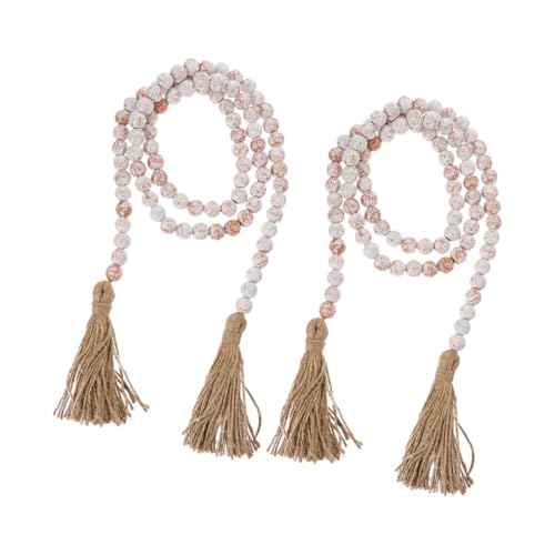 CEHJZQRPL 2 stücke Natürliche Holz Bead Garland Quasten Rustikalen Seil Dekor for Home Wand oder Tür von CEHJZQRPL