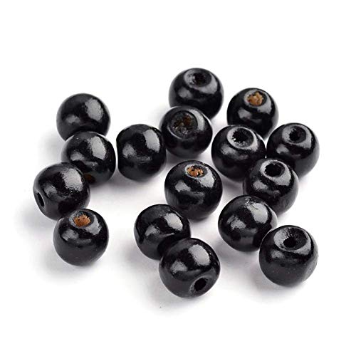 CEHJZQRPL 200 Stück schwarze ovale Abstandsperlen aus Holz, 12 x 8 mm, lose Perlen aus gefärbtem Holz for die Herstellung von DIY-Schmuck und Bastelarbeiten(Black 12mm) von CEHJZQRPL