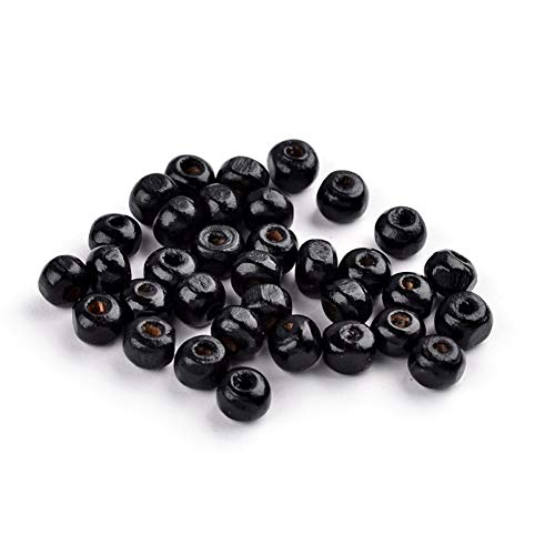 CEHJZQRPL 200 Stück schwarze ovale Abstandsperlen aus Holz, 12 x 8 mm, lose Perlen aus gefärbtem Holz for die Herstellung von DIY-Schmuck und Bastelarbeiten(Black 6x5mm) von CEHJZQRPL