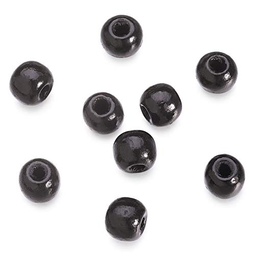 CEHJZQRPL 200 Stück schwarze ovale Abstandsperlen aus Holz, 12 x 8 mm, lose Perlen aus gefärbtem Holz for die Herstellung von DIY-Schmuck und Bastelarbeiten(Black 9x10mm) von CEHJZQRPL