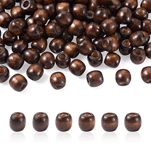 CEHJZQRPL 200 Stück schwarze ovale Abstandsperlen aus Holz, 12 x 8 mm, lose Perlen aus gefärbtem Holz for die Herstellung von DIY-Schmuck und Bastelarbeiten(Brown 11x12mm) von CEHJZQRPL