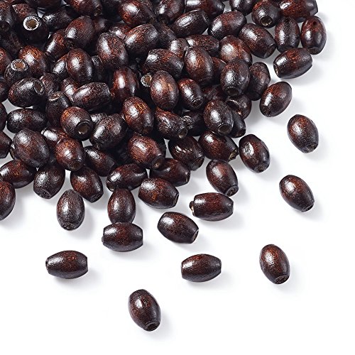 CEHJZQRPL 200 Stück schwarze ovale Abstandsperlen aus Holz, 12 x 8 mm, lose Perlen aus gefärbtem Holz for die Herstellung von DIY-Schmuck und Bastelarbeiten(Brown 8x5mm) von CEHJZQRPL