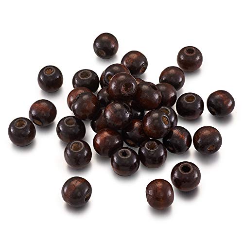 CEHJZQRPL 200 Stück schwarze ovale Abstandsperlen aus Holz, 12 x 8 mm, lose Perlen aus gefärbtem Holz for die Herstellung von DIY-Schmuck und Bastelarbeiten(CoconutBrown#1 14x16mm) von CEHJZQRPL