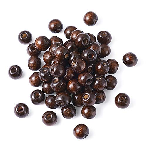 CEHJZQRPL 200 Stück schwarze ovale Abstandsperlen aus Holz, 12 x 8 mm, lose Perlen aus gefärbtem Holz for die Herstellung von DIY-Schmuck und Bastelarbeiten(CoconutBrown#2 12x11mm) von CEHJZQRPL