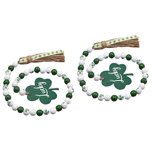 CEHJZQRPL 3 Stück Irish Day Perlen Holzperlen Girlande Irish Day Holzperlen Quasten Perlengirlande Holzornamente St. Patricks Day Tiered Tray Ornament Blatt Perlenseil(As Shownx2pcs,75CMx2pcs) von CEHJZQRPL