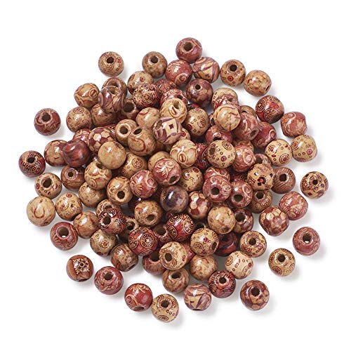 CEHJZQRPL 300 Stück große bedruckte Holzperlen und Fass, natürliche Holz-Abstandshalter, lose Perlen for die Herstellung von Schmuck, Armbändern, Halsketten, Haarschmuck(Drum 13mm Printed 300pcs) von CEHJZQRPL