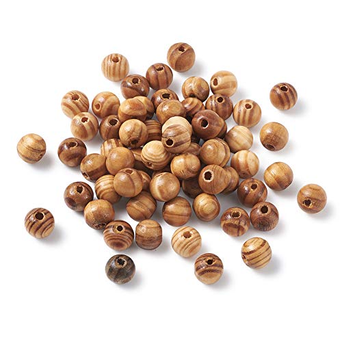 CEHJZQRPL 300 Stück große bedruckte Holzperlen und Fass, natürliche Holz-Abstandshalter, lose Perlen for die Herstellung von Schmuck, Armbändern, Halsketten, Haarschmuck(Round Peru 8x7mm 200Pcs) von CEHJZQRPL