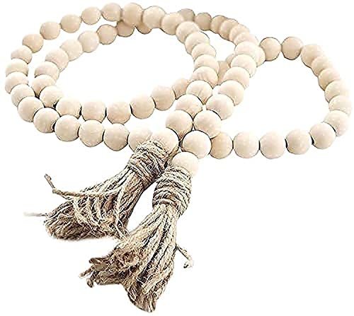 CEHJZQRPL 58 Zoll Holzperlengirlande mit Quaste, rustikales Bauernhaus-Gebets-Boho-Holzperlen for gestuftes Tablett, Couchtisch-Dekor(58In) von CEHJZQRPL