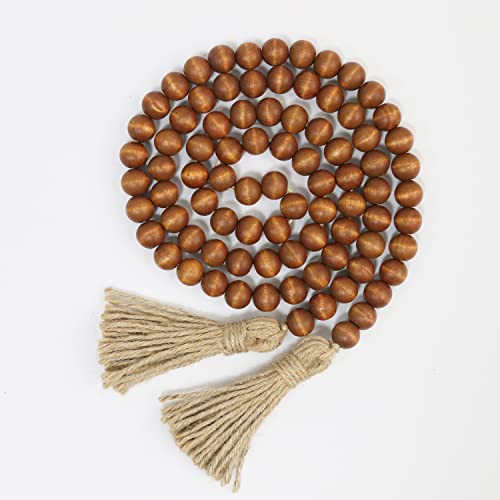 CEHJZQRPL 58 Zoll Holzperlengirlande mit Quasten, Bauernhaus Rustikales Landhausdekor Gebet Boho Wandbehang Dekoration(Brown) von CEHJZQRPL